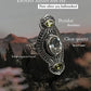 Peridot & Clear Quartz Tribal Engraved Silver Ring