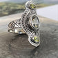 Sterling Silver Peridot & Clear Quartz Tribal Engraved Ring