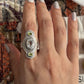Boho Peridot and Clear Quartz Tribal Silver Ring