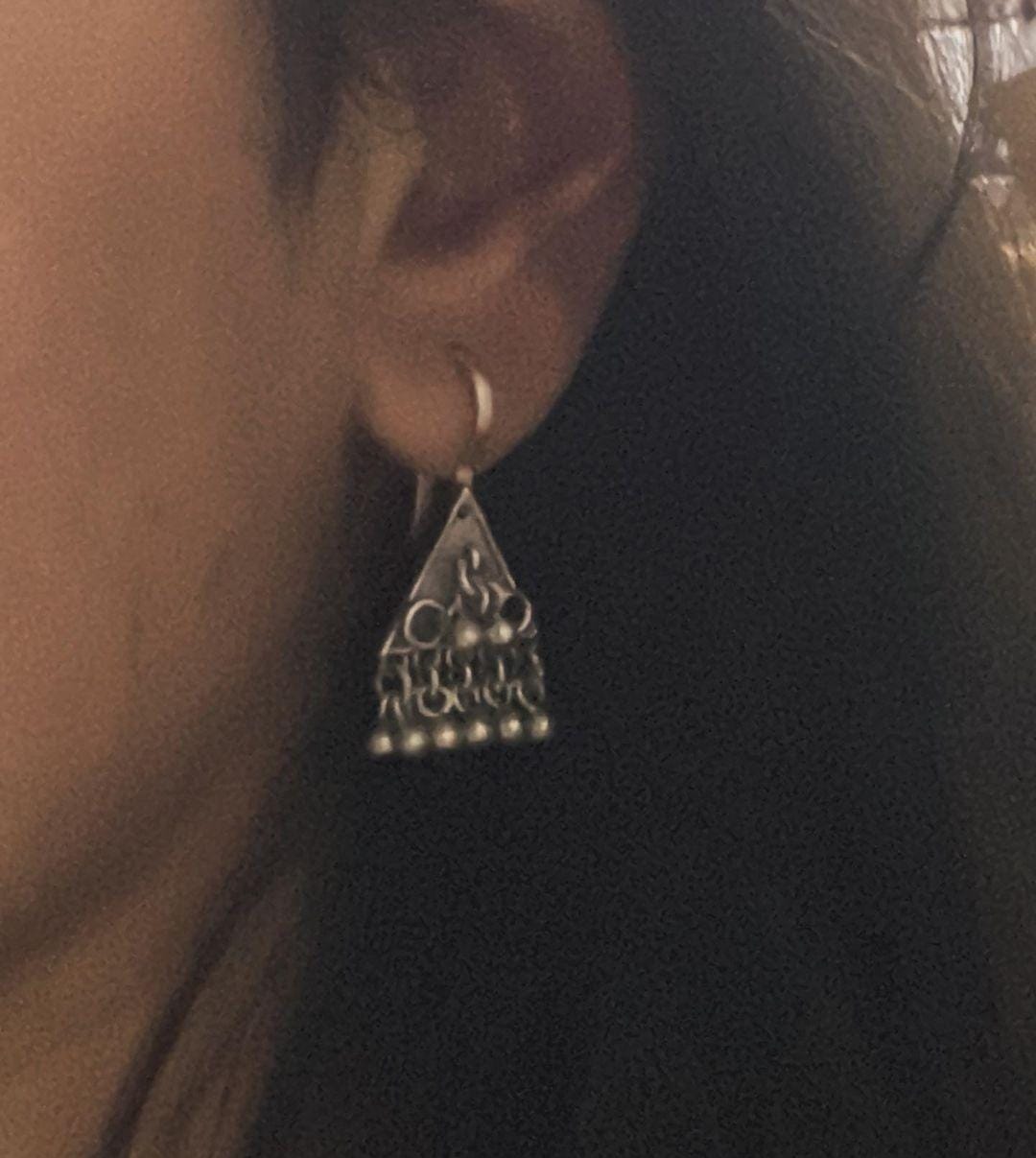 Sleek and sophisticated Teekona ghungroo bugadi ear cuffs in sterling silver 925.