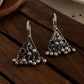 Antique-style silver 925 ear cuffs with Teekona and ghungroo design.
