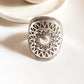 Bohemian Sun Mandala handmade silver adjustable ring