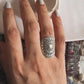 Sun Mandala adjustable silver ring with boho design