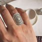 Trendy Sun Mandala adjustable silver ring for boho look