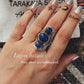 Handcrafted Lapis Lazuli Boho Statement Ring with Silver Band