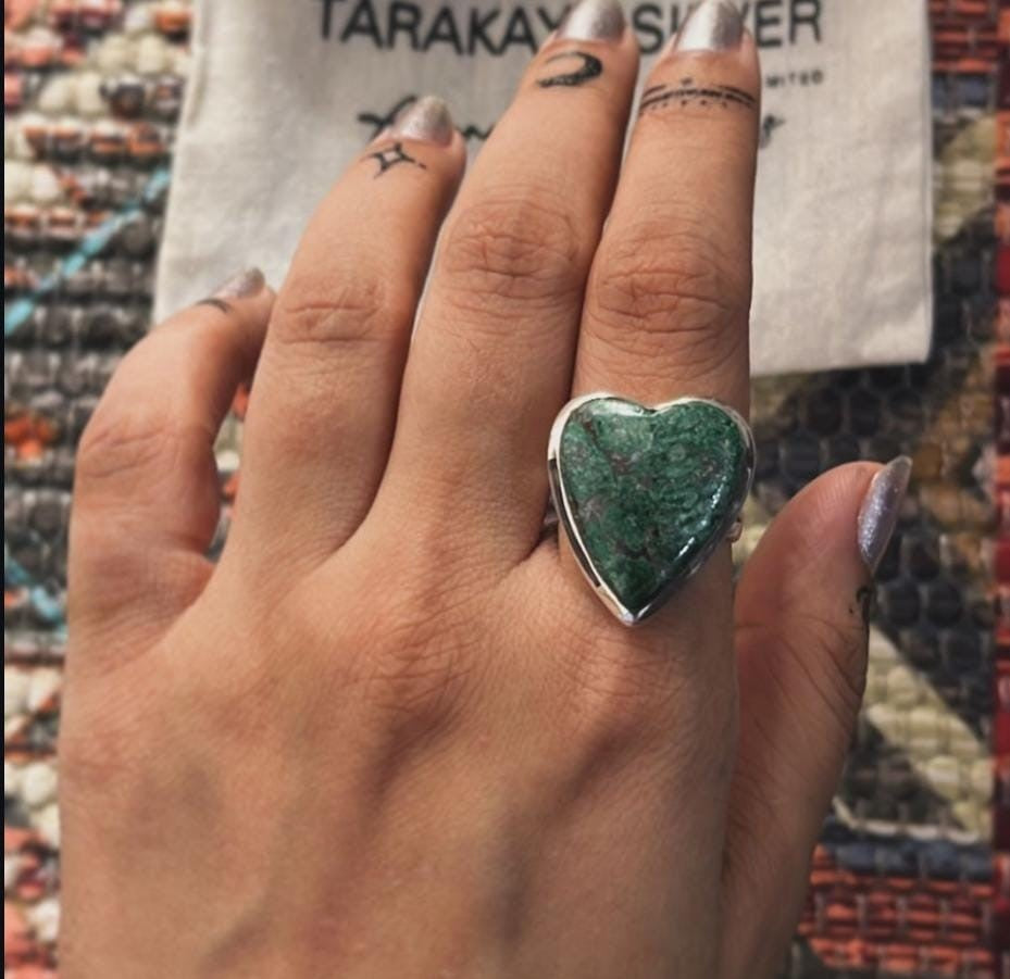 Handcrafted silver 925 ring with Sonora Chrysocolla