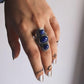 Lapis Lazuli Boho Statement Silver Ring with Bold Design