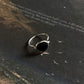 Sleek Silver Heart Ring with Faceted Black Onyx