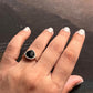 Elegant Faceted Black Onyx Heart Ring in Silver