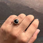 Faceted Black Onyx Heart Silver Ring