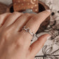 Stylish round star pattern silver ring for everyday wear