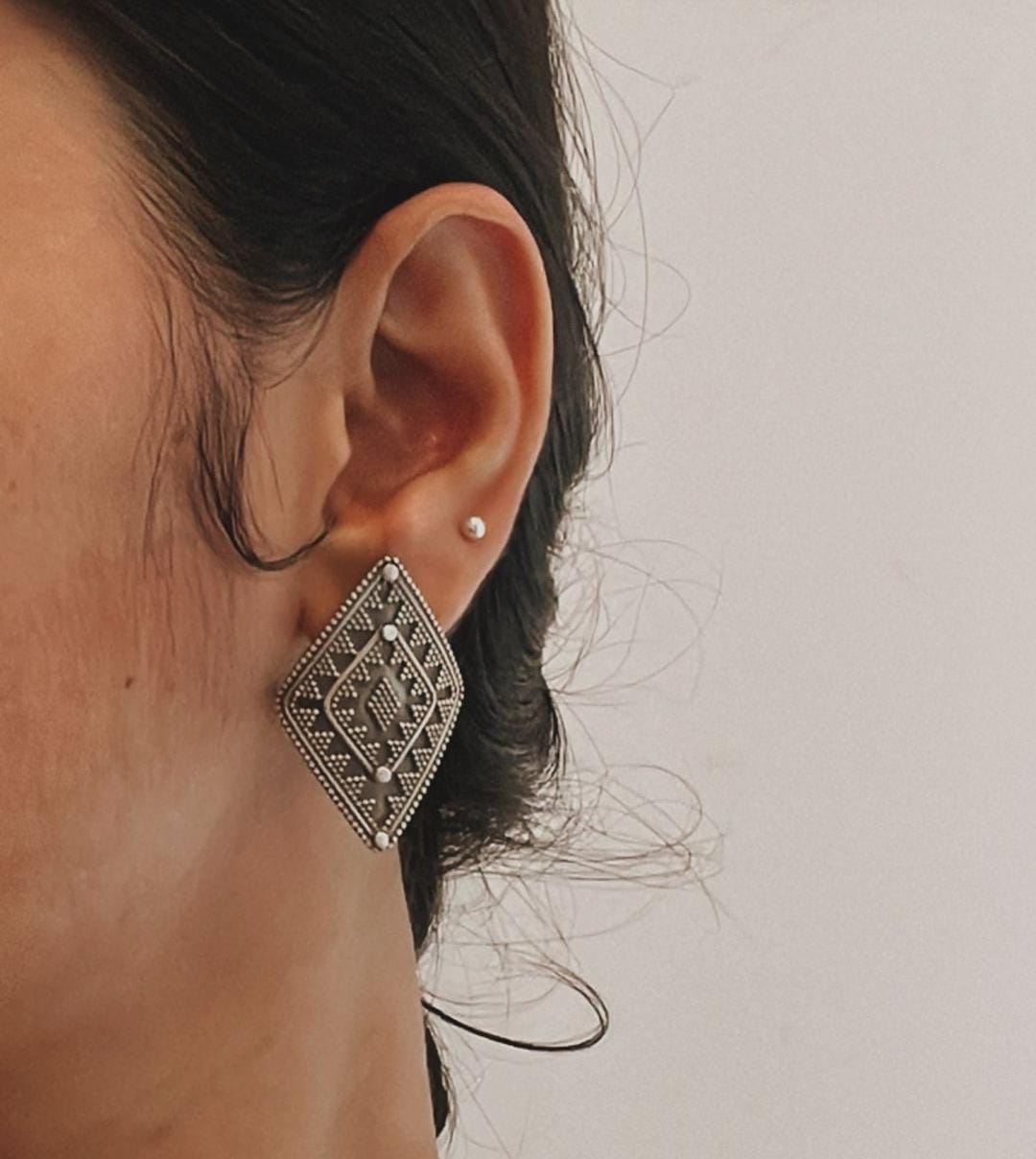 Tribal handcrafted Rawa sterling silver earrings