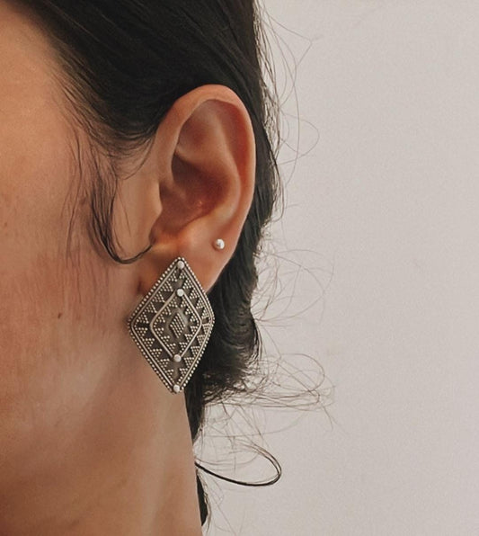 Tribal handcrafted Rawa sterling silver earrings