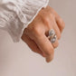 Sterling Silver 925 Phool Antique Flower Adjustable Ring