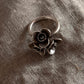 Timeless bohemian roses bouquet silver 925 statement ring