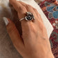 Intricate bohemian silver 925 ring with handmade rose bouquet details