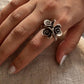 Sterling silver 925 ring with bohemian rose bouquet design