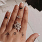 Exquisite antique bohemian flower ring in sterling silver 925.