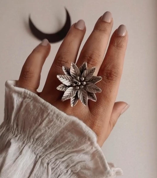 Bohemian Handmade Statement Silver 925 Ring - Phool Design