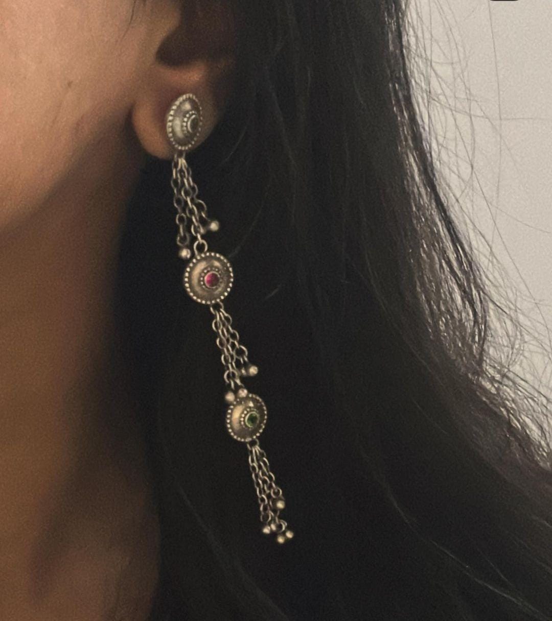 Jhumar Meenakari Antique Silver 925 Earrings for Traditional Style 