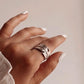 Trendy feather wrap adjustable silver ring perfect for adding a natural charm