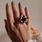 Handmade Rose Boho Statement Ring with Adjustable Silver Band