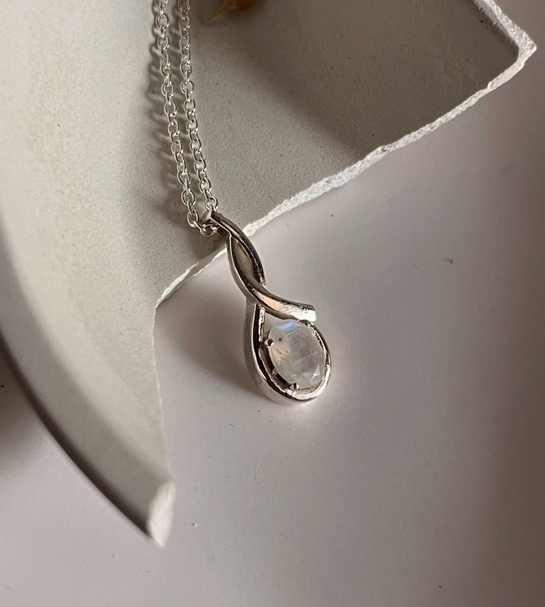 Charming Moonstone Cross Solitaire Silver Pendant for Spiritual Elegance