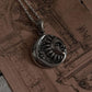 Handcrafted Sun Moon round pendant in sterling silver