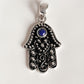 Elegant Lapis Lazuli Hamsa Pendant with Silver Detailing