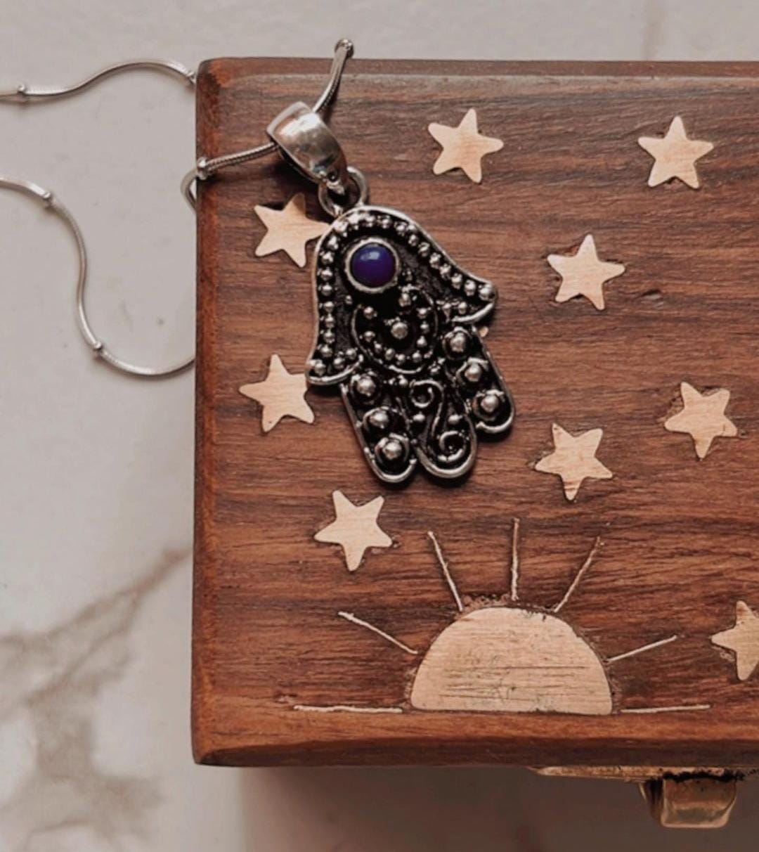 Lapis Lazuli Hamsa Pendant for Spiritual Energy and Protection