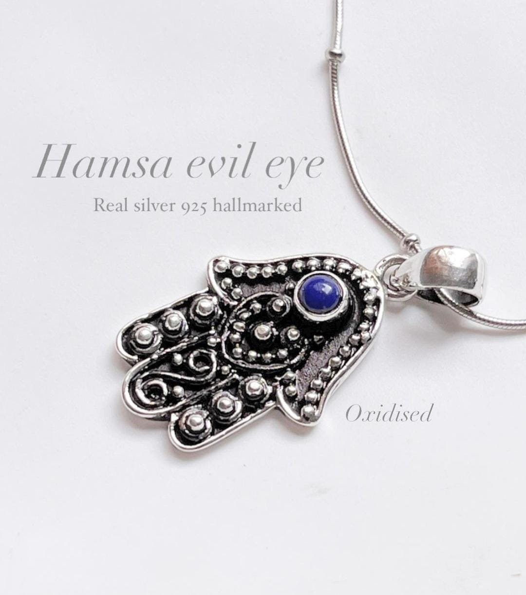 Lapis Lazuli Hamsa Pendant for Positive Energy and Strength