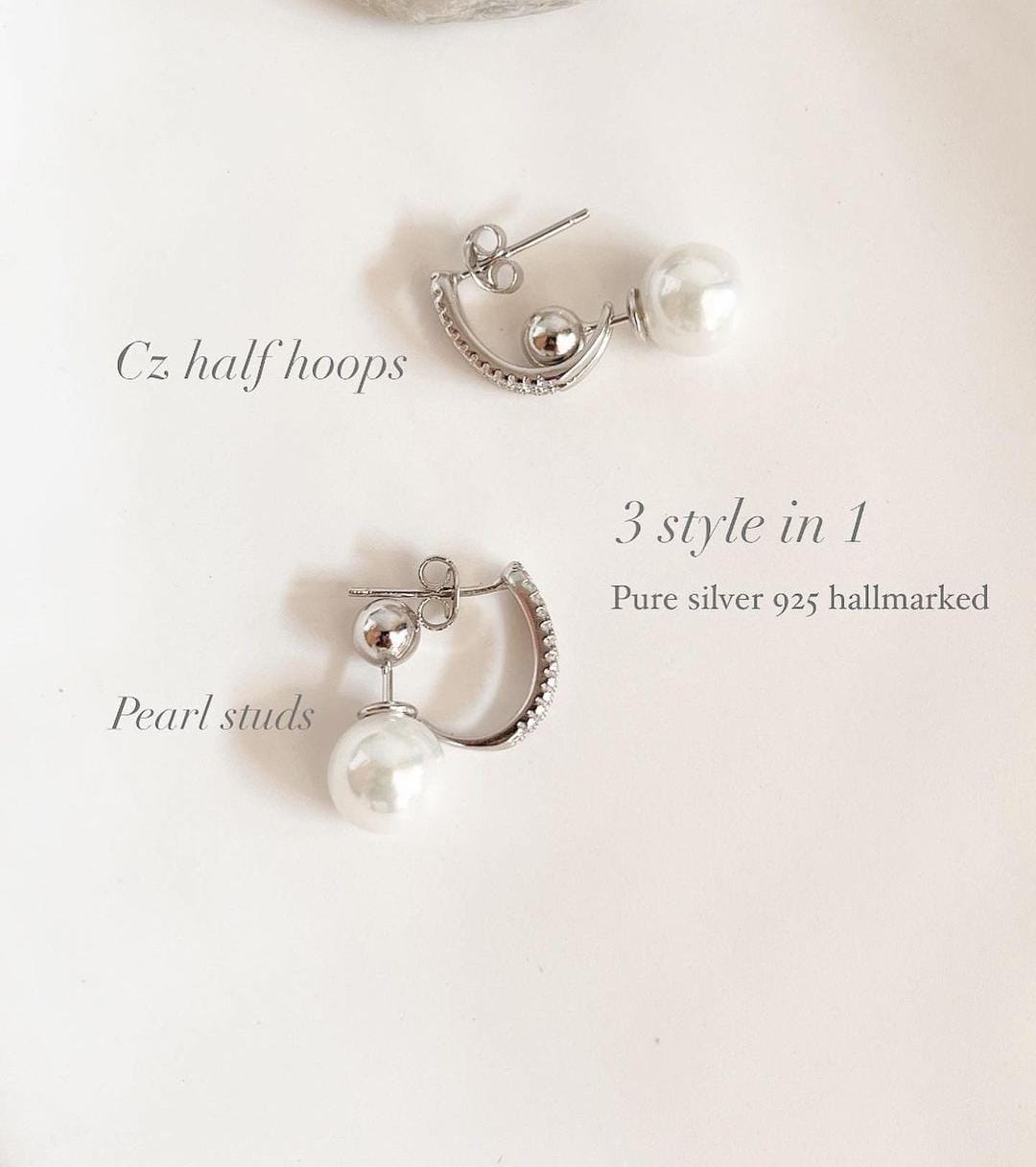 Fresh Water Pearl and CZ 2-in-1 Earrings