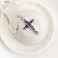 Amethyst Cross Vintage 925 Sterling Silver Pendant