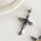 Amethyst Cross 925 Sterling Silver Pendant for Spiritual Healing 