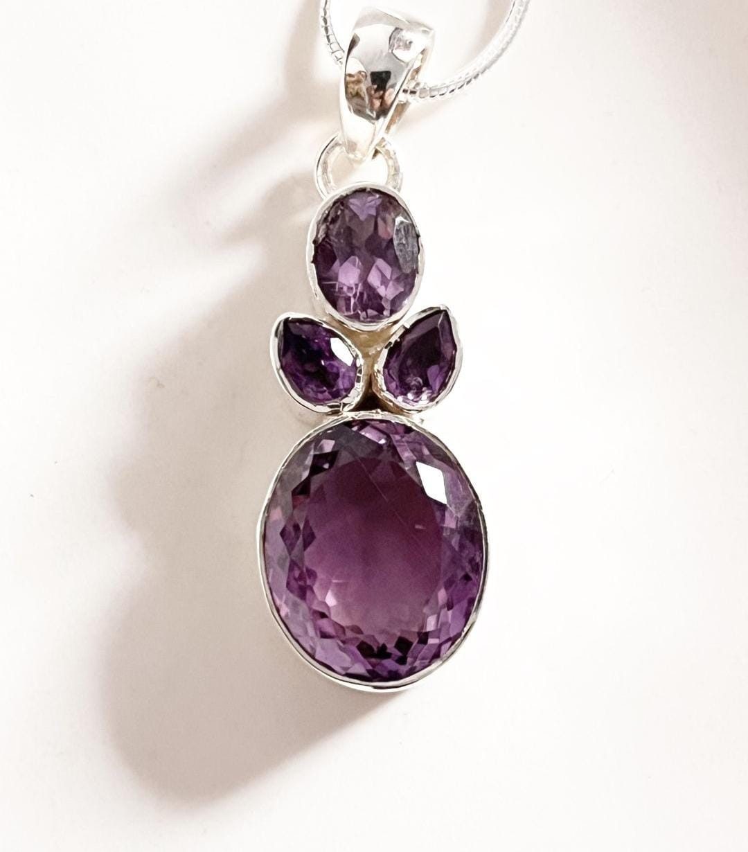 Amethyst Cluster Silver Pendant 