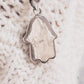 Silver Pendant Featuring Amethyst and Hamsa Hand Symbol