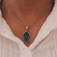Elegant Amethyst Hamsa Pendant on Silver Chain