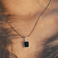 Elegant Rectangular Black Onyx Pendant in Silver