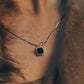 Black Onyx Square Cut Silver Pendant Necklace