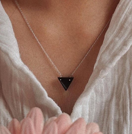 Black Onyx Triangle Necklace