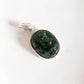 Green jade Ganesh carved pendant in sterling silver