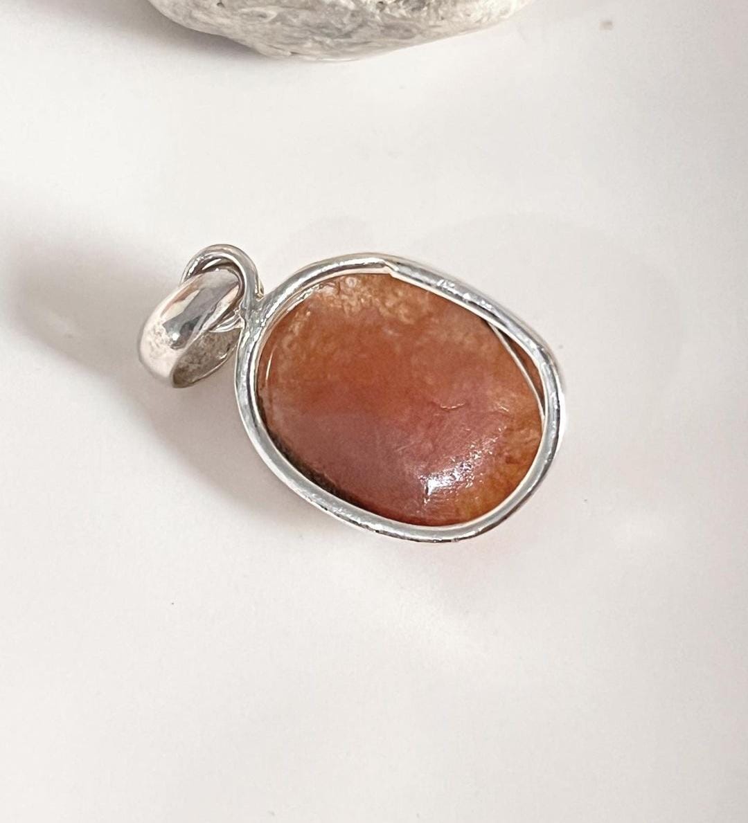 Silver Ganesh Pendant with Carnelian Stone