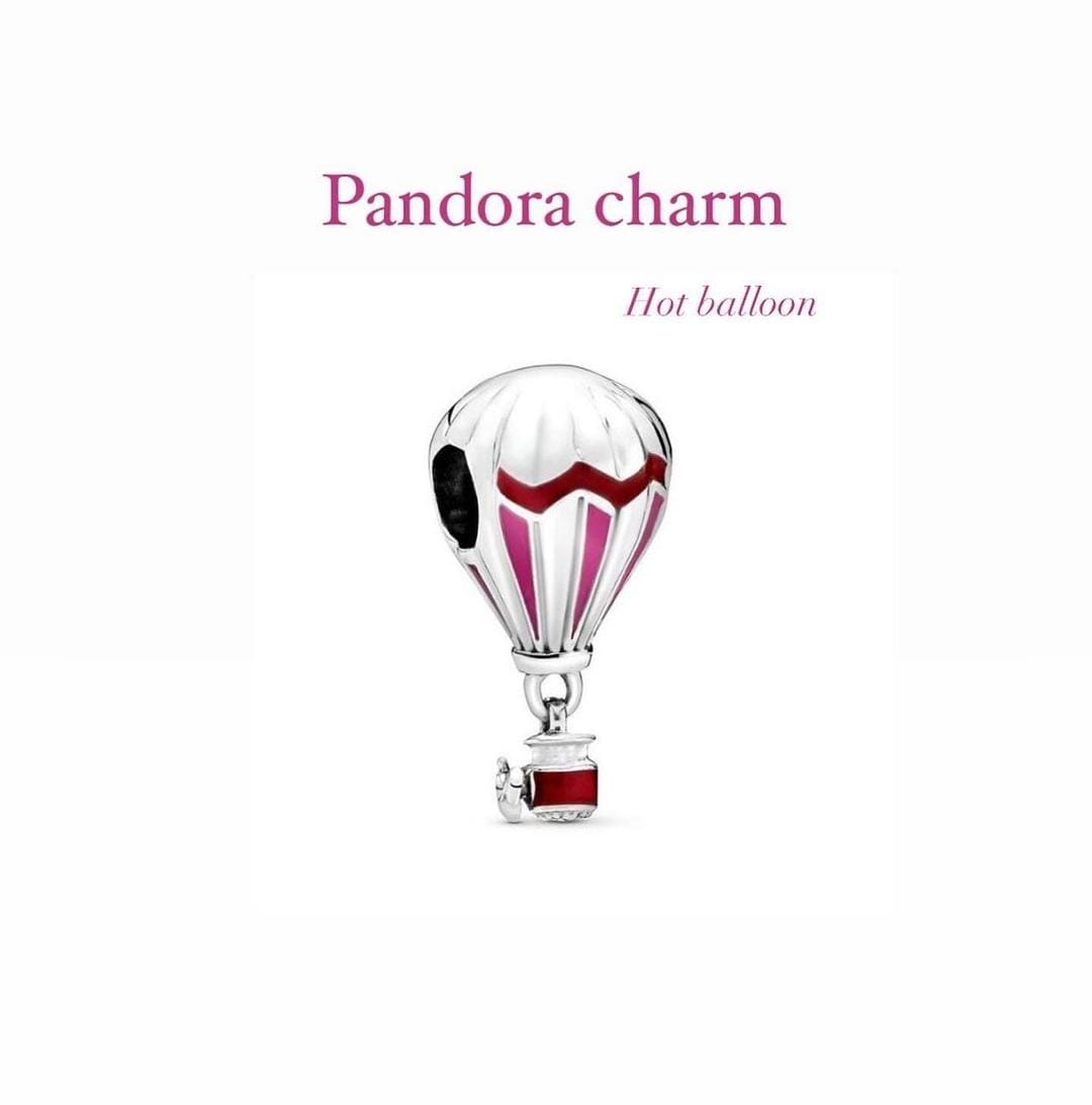 Charming hot balloon pendant in polished sterling silver
