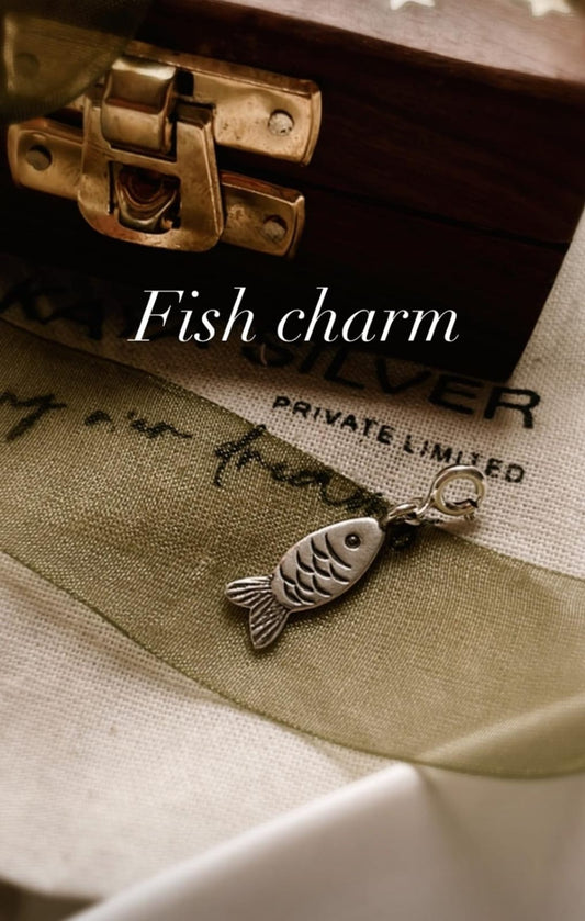 Tribal fish sterling silver pendant