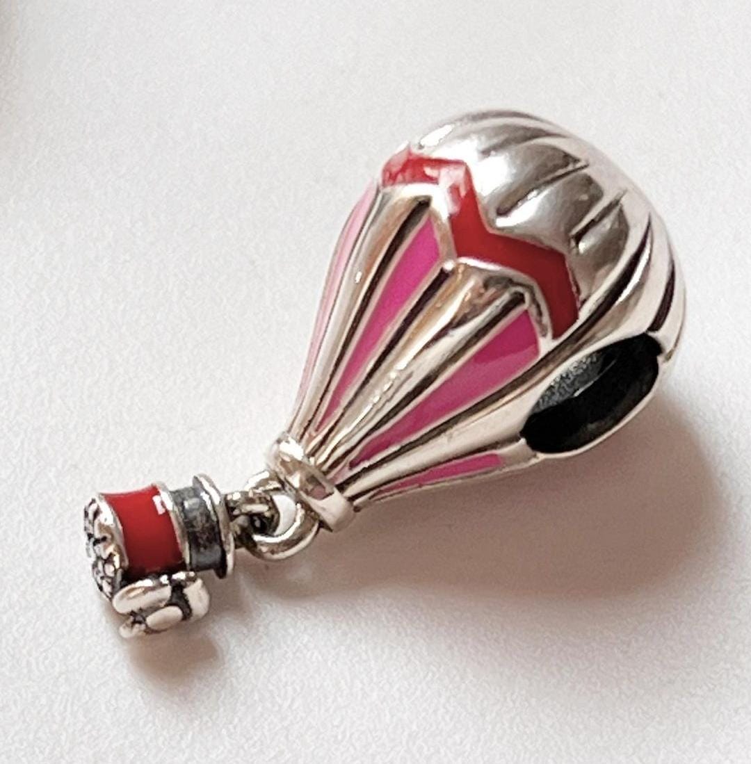 Hot air balloon charm pendant in sterling silver