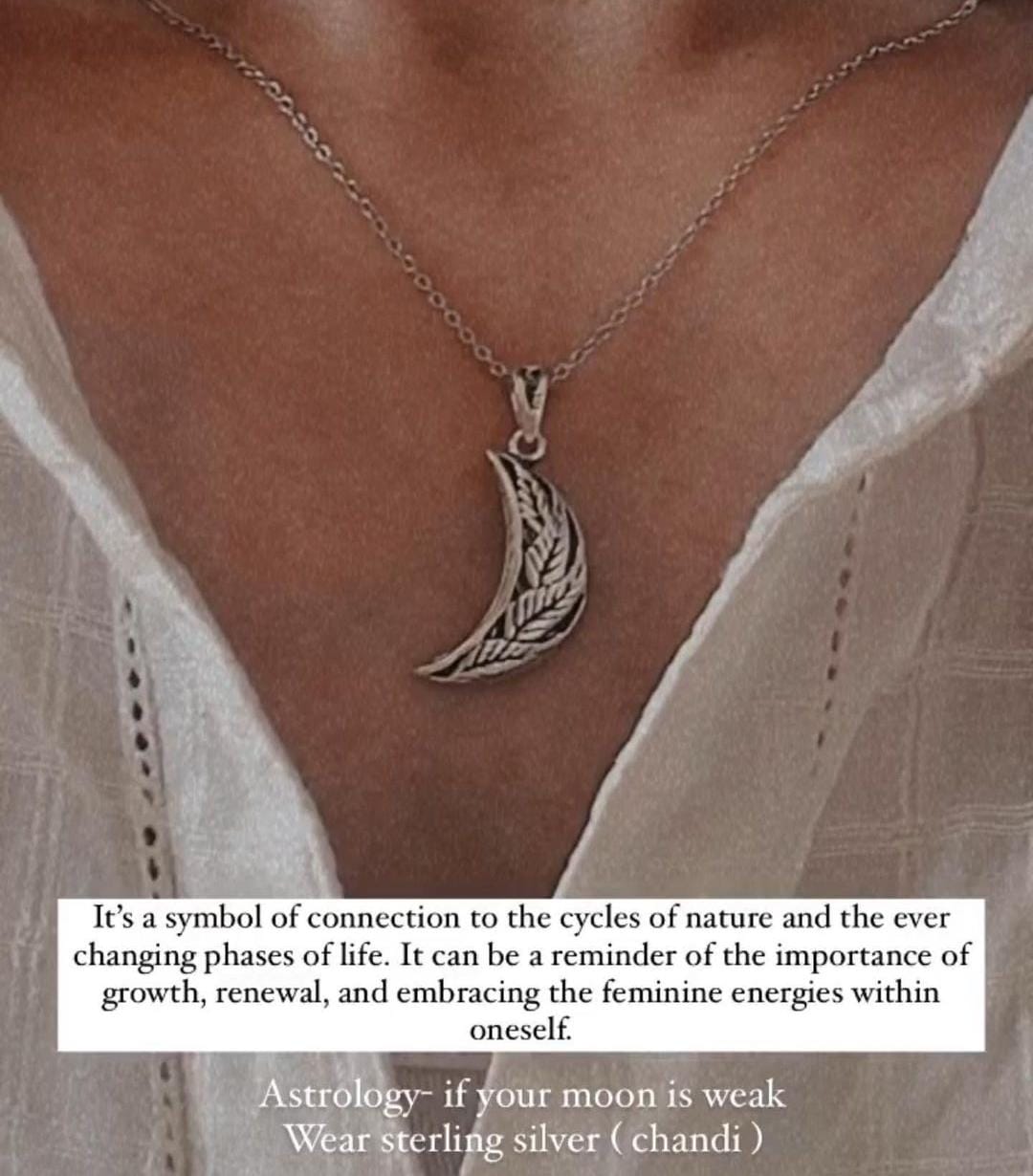 Sterling Silver Moon Floral Pendant for a Celestial Charm