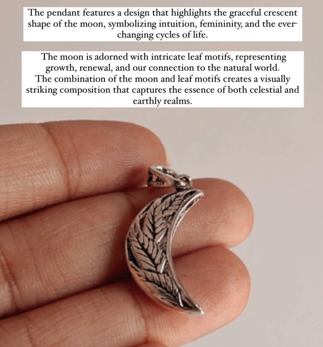 Charming Moon Floral Pendant in Sterling Silver for Timeless Beauty