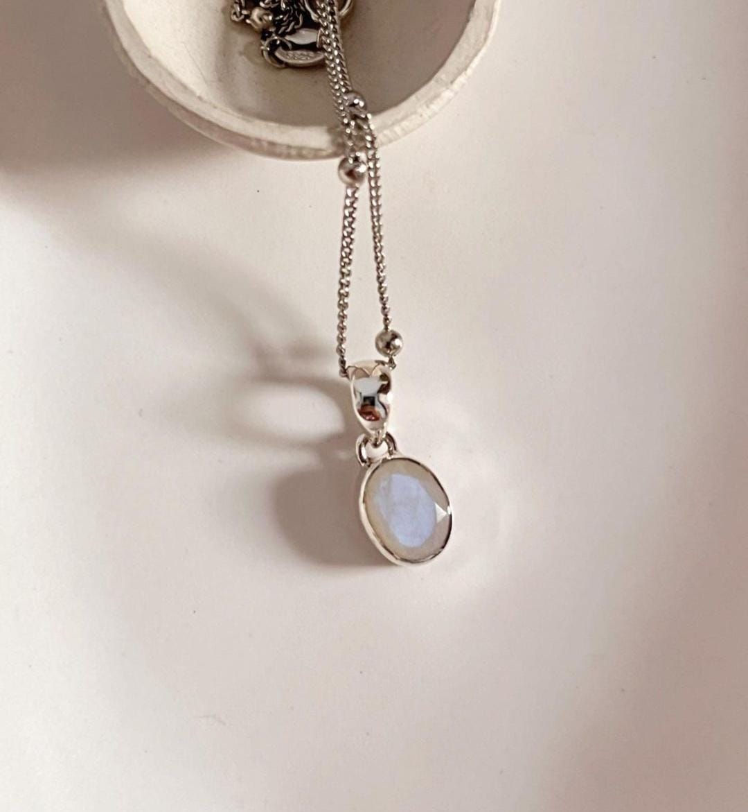 Moonstone Oval Cut Pendant in Sterling Silver