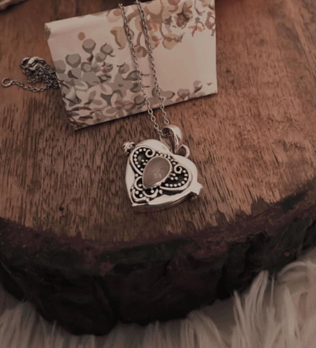Sterling Silver Heart Pendant with Moonstone Storage