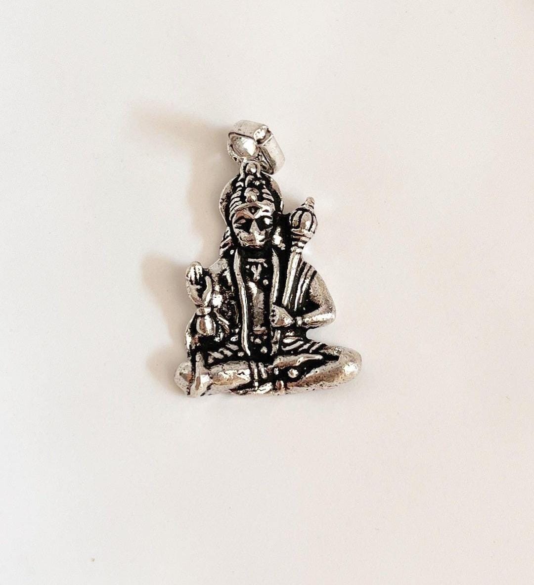 Sterling silver pendant featuring Hanuman Ji in sitting pose